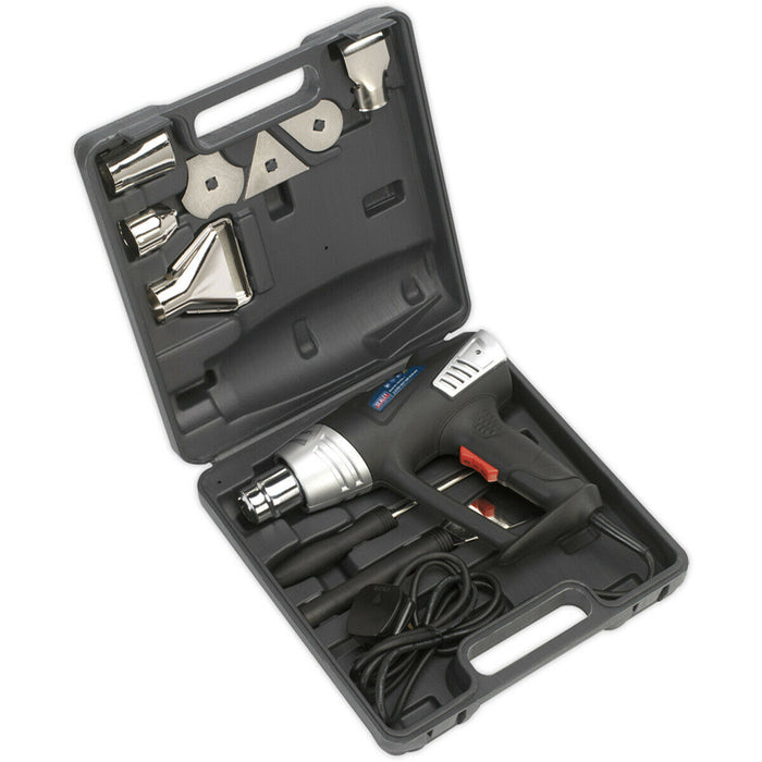 2000W Hot Air Gun Kit - 2 Step Temperature Control - Four Nozzles & Accessories Loops