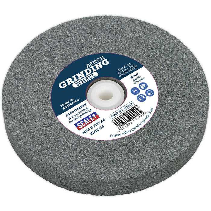 Bench Grinding Stone Wheel - 150 x 20mm - 32 / 13mm Bore - Grade A36Q Coarse Loops