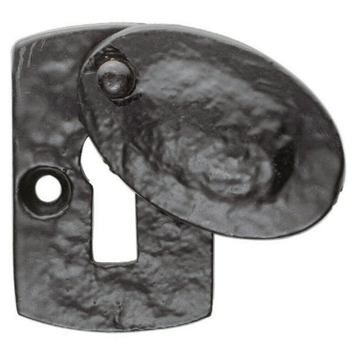 Plaque Design Antique Covered Escutcheon Euro Profile 43 x 29mm Black Antique Loops