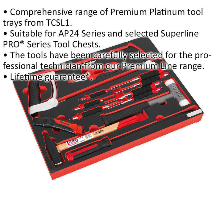 Premium 13pc Hacksaw Hammers & Punch Kit with 530 x 397mm Tool Tray - Workshop Loops