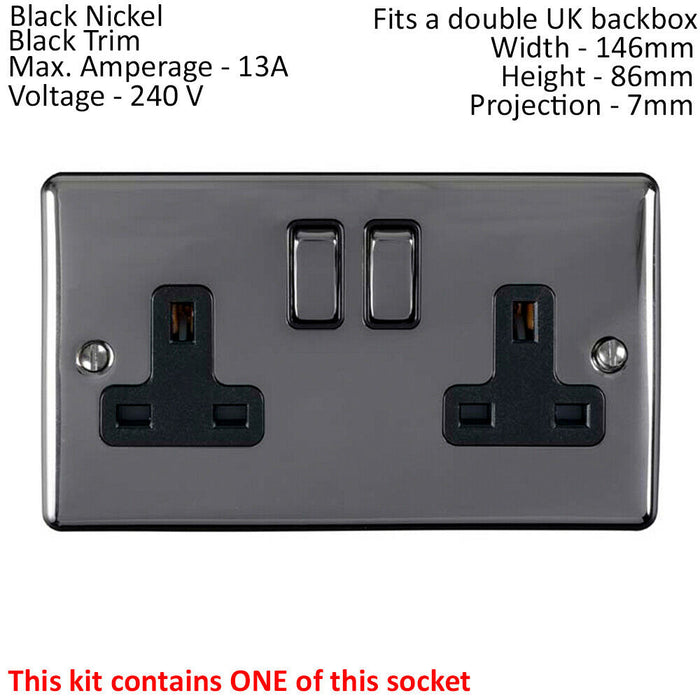Bedside Plug Socket Pack-2x Single / USB & 1x Twin Gang-BLACK NICKEL / Black 13A Loops