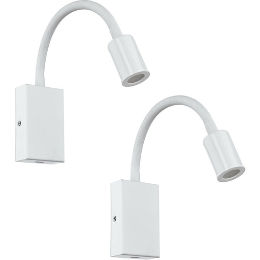 2 PACK Wall Light Colour White Steel & Plastic Rocker Switch LED 3.5W Included Loops