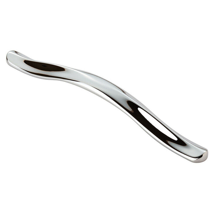 4x Curved Cupboard Pull Handle with Ridge 192mm Fixing Centres Polished Chrome Loops