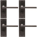4x PAIR Straight Bar Handle on Slim Bathroom Backplate 150 x 50mm Matt Bronze Loops