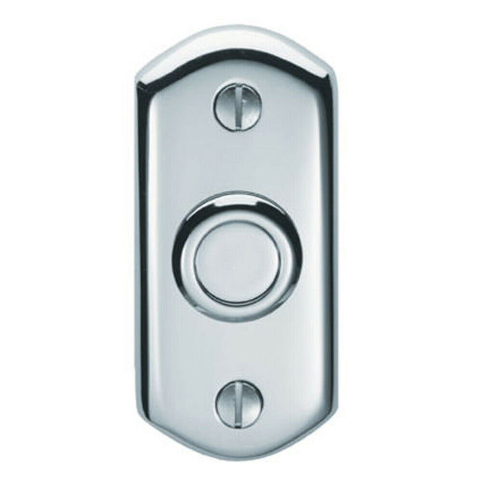 Decorative Door Bell Cover Polished Chrome 76 x 38mm Classic Curved Plate Loops