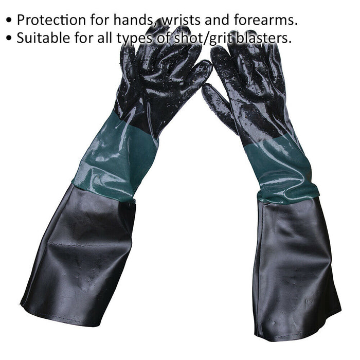 PAIR 585mm Cuffed Shot Blasting Gauntlets - Hand Wrist & Forearm Protection Loops