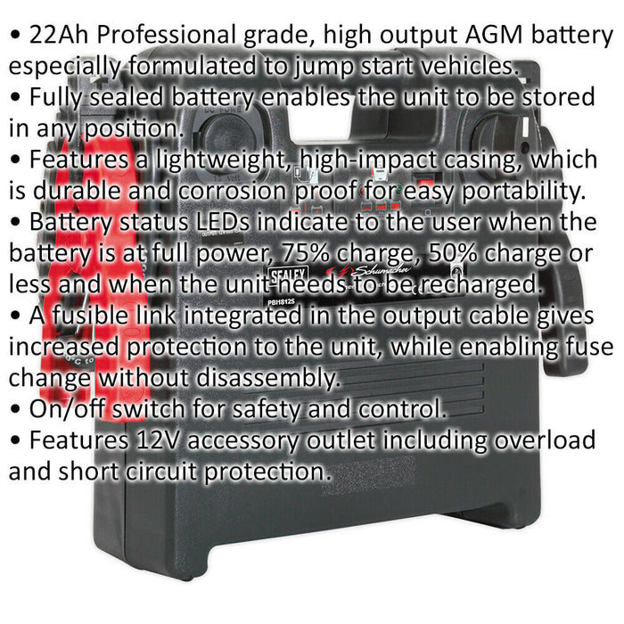 PREMIUM 1700A Emergency Jump Starter - DEKRA Approved - High Output AGM Battery Loops