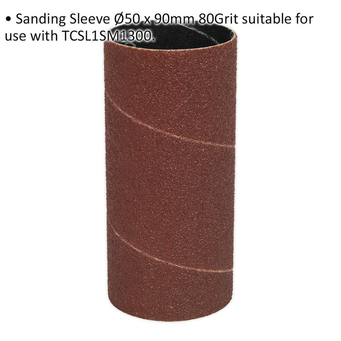 50mm x 90mm Bobbin Drum Sanding Sleeve - 80 Grit - Oscillating Aluminium Oxide Loops