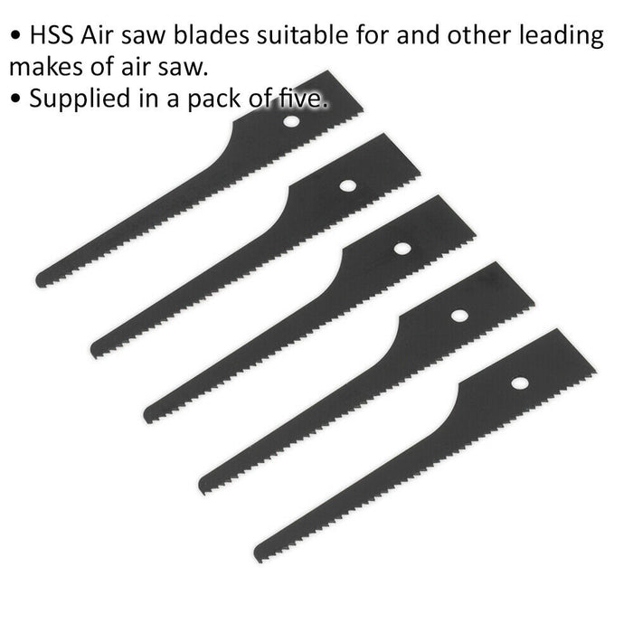 5 PACK - HSS Air Saw Blades - 18 TPI BLACK Reciprocating Multi Material Cutters Loops