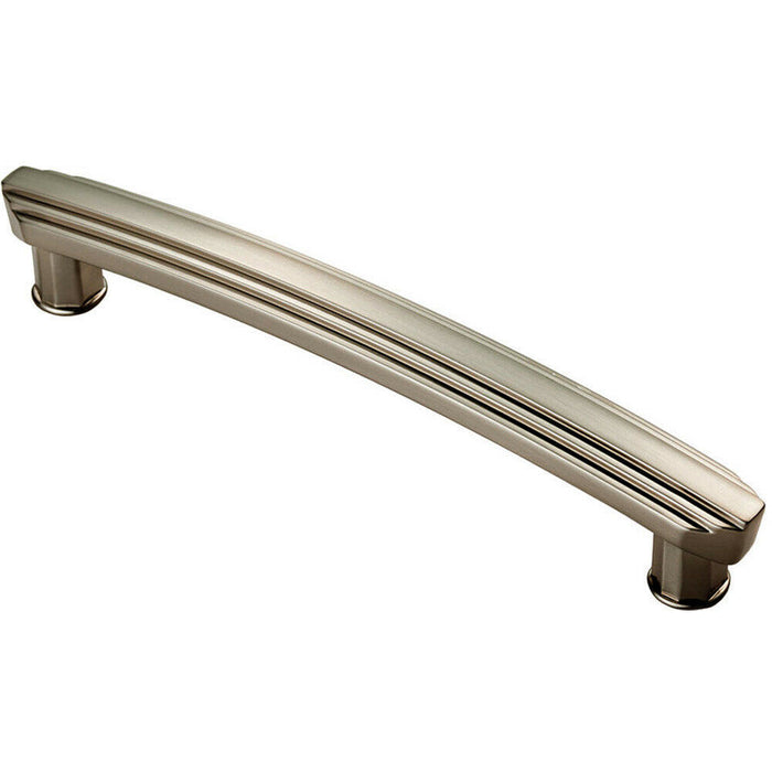 Ridge Deisgn Curved Cabinet Pull Handle 160mm Fixing Centres Satin Nickel Loops