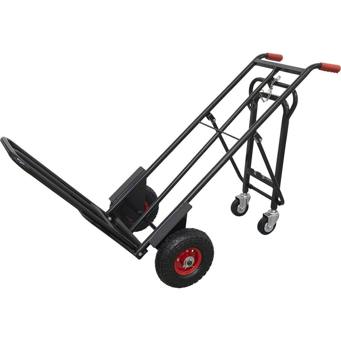 300kg Heavy Duty 3 in 1 Sack Truck & Solid PU Tyres - 45° Support Trolley Legs Loops