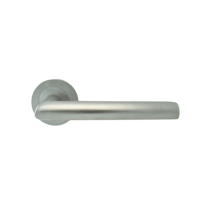 2x PAIR Straight Mitred Bar Handle on Round Rose Concealed Fix Satin Chrome Loops
