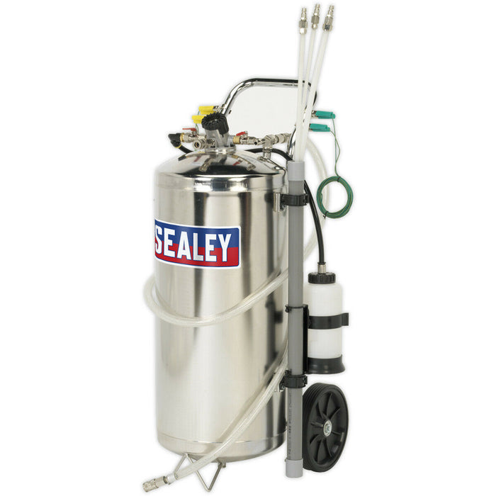 40L Air Operated Fuel Drainer Tank - Venturi Type Suction - Stainless Steel Loops