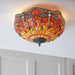 Tiffany Glass Semi Flush Ceiling Light Flame Dragonfly Inverted Shade i00045 Loops