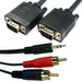 10M PC Laptop To TV Cable Kit VGA SVGA Male & 3.5mm Jack Plug 2 RCA Audio Lead Loops