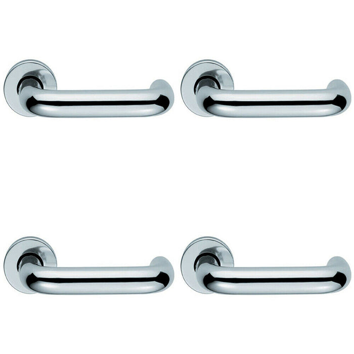 4x PAIR 22mm Round Bar Safety Lever Concealed Fix Round Rose Polished Aluminium Loops