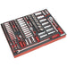 91pc Square Drive Socket Set with 530 x 397mm Tool Tray - 1/4" 3/8" & 1/2" Bits Loops