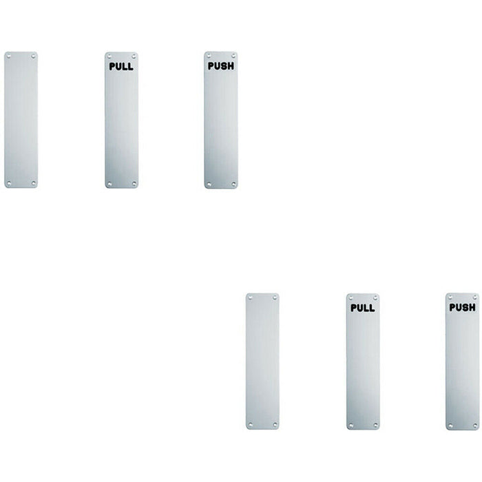 2x Plain Door Finger Plate 300 x 75mm Satin Anodised Aluminium Push Plate Loops