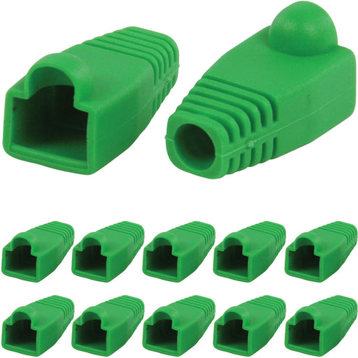 10x Green RJ45 Strain Relief Network Cable CAT5/6 Connector Boot Cover Cap End Loops