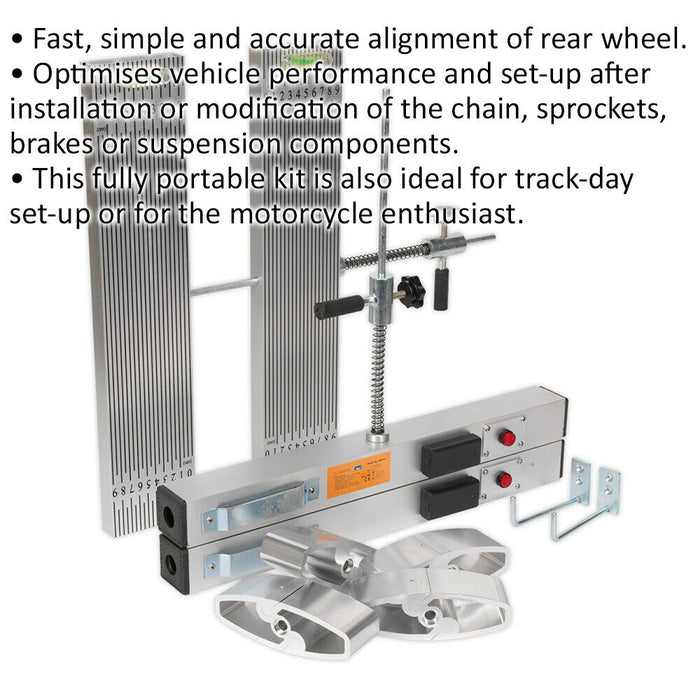 Rear Motorcycle Wheel Alignment Tool - Bike Chain Brake Suspension Calibrate Kit Loops