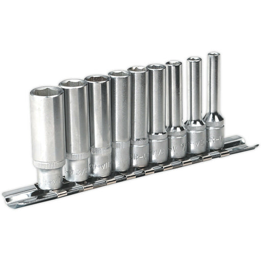 9 PACK DEEP Socket Set 1/4" Imperial Square Drive -6 Point WallDrive High Torque Loops