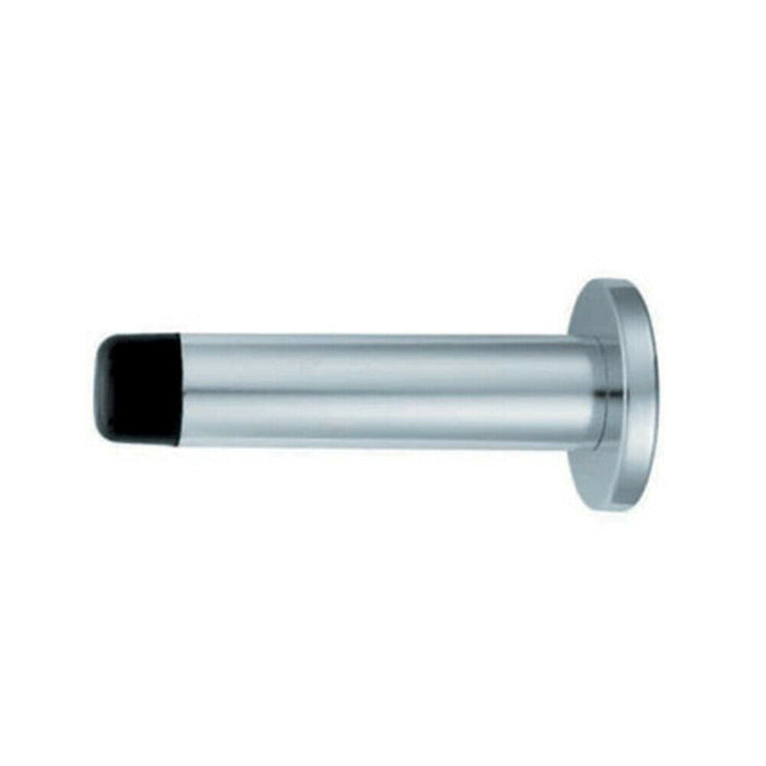 Wall Mounted Doorstop Cylinder on Round Rose 72 x 16mm Polished Aluminium Loops