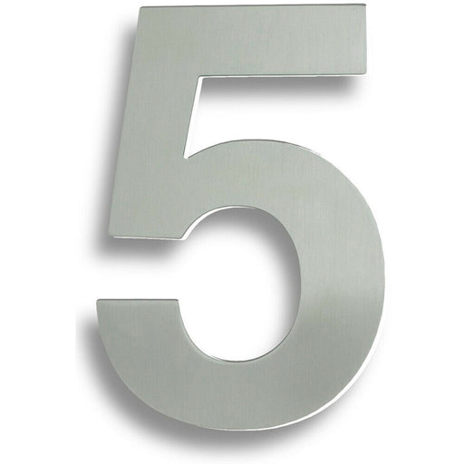 178mm Front Door Numerals '5' 150mm Fixing Centres Satin Stainless Steel Loops