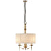 Avery Ceiling Pendant Chandelier Light 3 Lamp Antique Brass & Beige Round Shade Loops