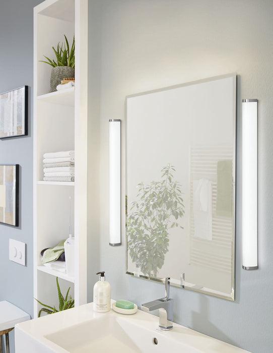 Wall/Mirror Light IP44 Bathroom Colour Chrome Shade White Plastic Bulb LED 24.3W Loops