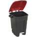 100 Litre Capacity Wheelie Bin with Foot Pedal - Two 200mm Wheels - Red Loops