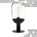 IP44 Outdoor Pedestal Light Black Aluminium & Glass 60W E27 Bulb Wall Post Loops