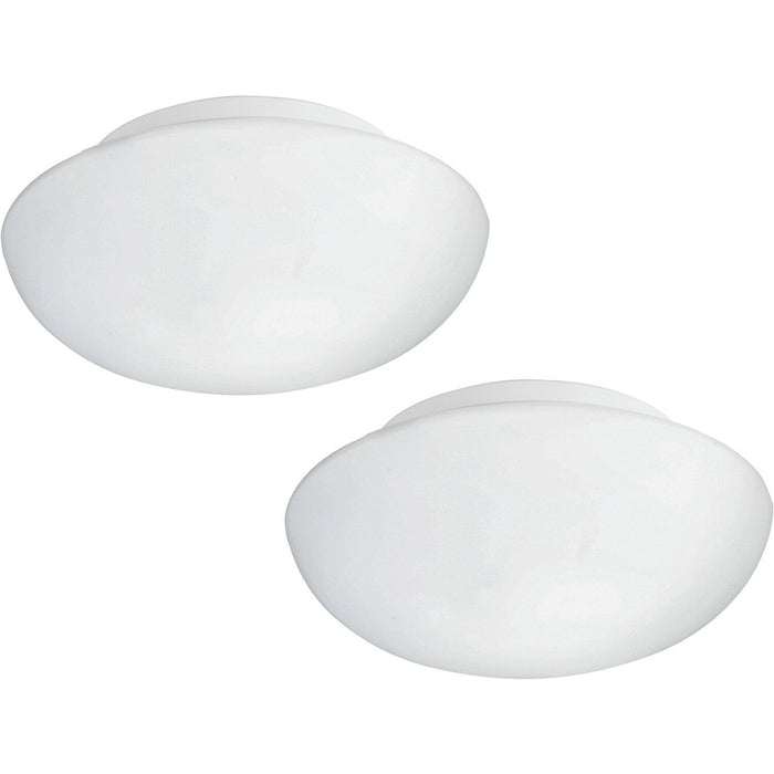 2 PACK Wall Flush Ceiling Light Colour White Shade White Glass Opal Matt 2x E27 Loops