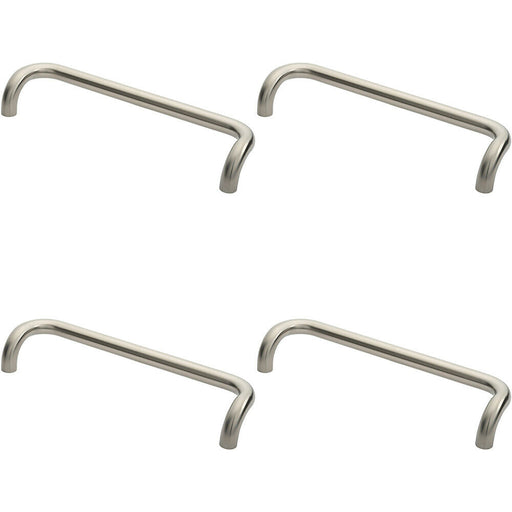 4x Cranked Pull Handle 480 x 30mm 450m Fixing Centres Satin Stainless Steel Loops