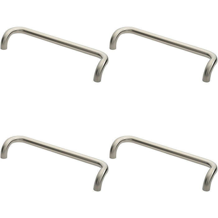 4x Cranked Pull Handle 480 x 30mm 450m Fixing Centres Satin Stainless Steel Loops