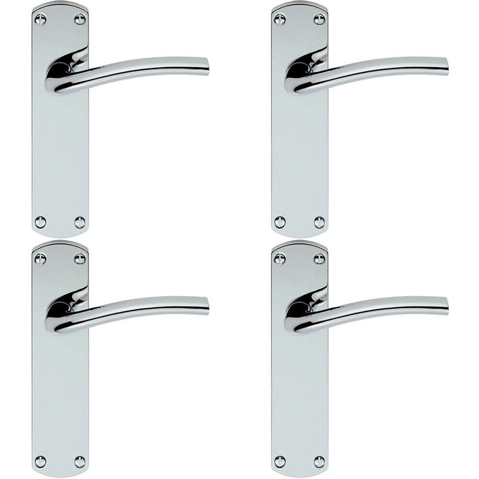 4x Rounded Curved Bar Handle on Latch Backplate 170 x 42mm Polished Chrome Loops