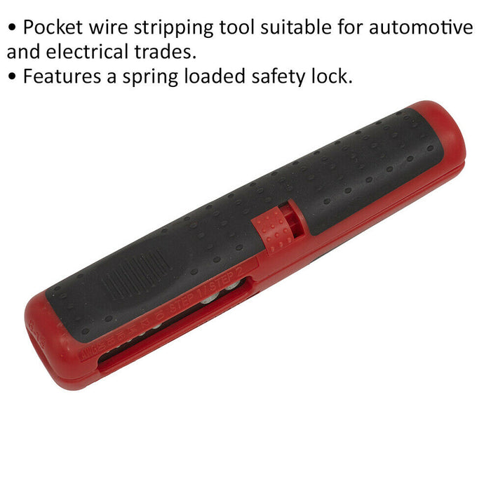 Pocket Wire Stripping Tool - 0.5mm to 6mm² - Spring Loaded Safety Lock Loops