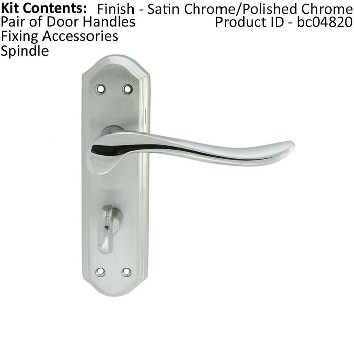 PAIR Curved Handle on Sculpted Bathroom Backplate 180 x 48mm Chrome Loops