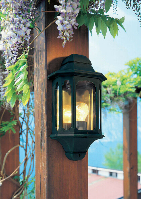 Outdoor IP44 1 Bulb Half Lantern Wall Light 5 Sided Black LED E27 100W Loops