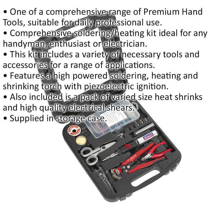 PREMIUM Butane Soldering & Heating Set - Cordless Torch Shears & Accessories Kit Loops