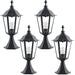 4 PACK Outdoor Post Lantern Light Matt Black & Clear Glass Garden Wall Lamp LED Loops