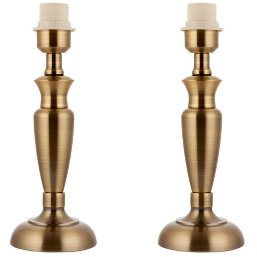 2 PACK | Brass Table Lamp Light 310mm Tall Aged Metal Base Only Desk Sideboard Loops