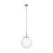 Pendant Light Colour Satin Nickel Shade White Glass Opal Matt Bulb E27 1x60W Loops