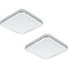 2 PACK Wall Flush Ceiling Light IP44 Bathroom Chrome Shade White Plastic LED 16W Loops