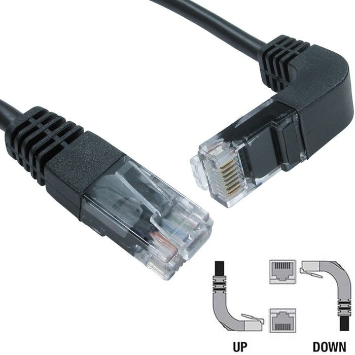 0.5m CAT5e RJ45 Data Patch Cable Lead Downwards Facing Right Angled to Straight Loops