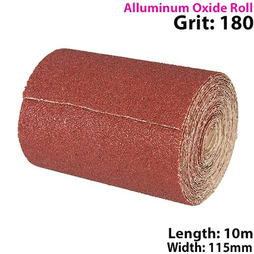 10m 180 Grit Aluminium Oxide Sand Paper Rolls Long Life Sanding Grinding Sheet Loops