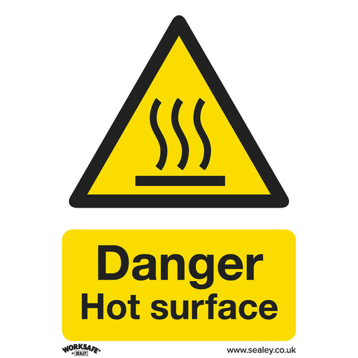 1x DANGER HOT SURFACE Health & Safety Sign - Rigid Plastic 75 x 100mm Warning Loops