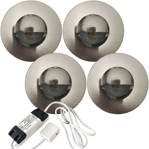 Eyelid LED Plinth Light Kit 4x Round Spotlight Kitchen Bathroom Floor Kick Panel Loops