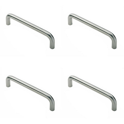 4x Round D Bar Pull Handle 619 x 19mm 600mm Fixing Centres Satin Steel Loops