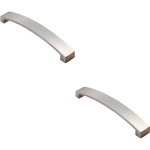 2x Flat Curved Bow Pull Handle 172 x 25mm 160mm Fixing Centres Satin Nickel Loops