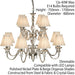 Diana Ceiling Pendant Chandelier Bright Nickel & Beige Pleat Shade 12 Lamp Light Loops